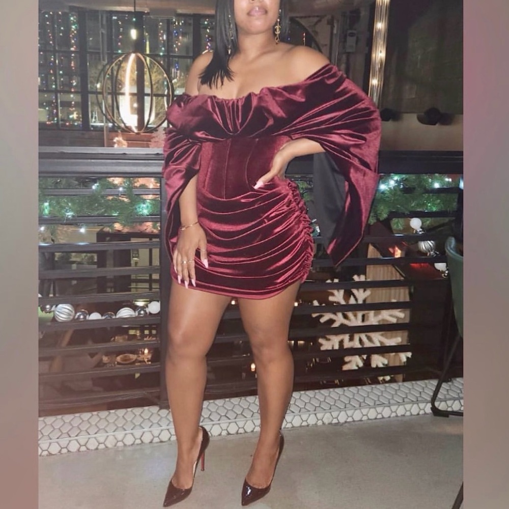 ASOS Burgundy Off-Shoulder Mini Dress